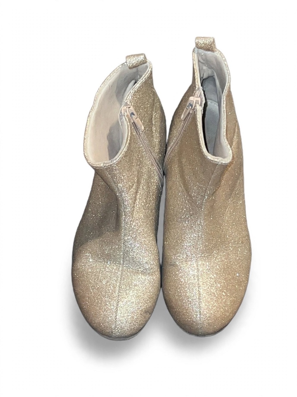 Nordstrom Rack Girls Gold Glitter Ankle Boots Size 2 - Zip Up